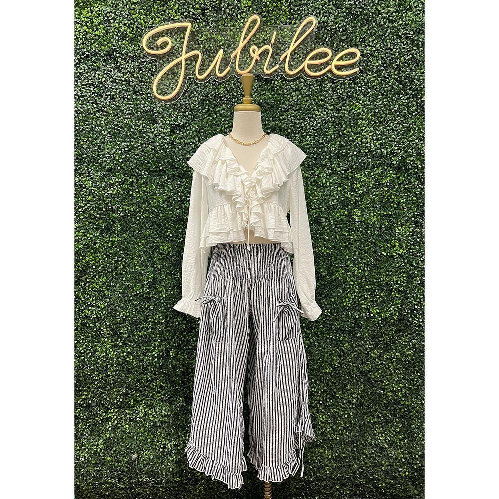 Stripe Ruffle Pants