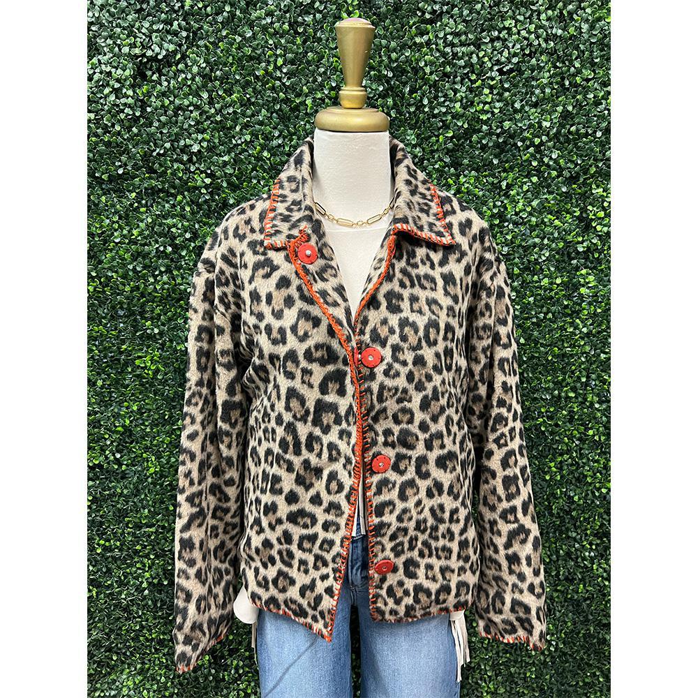 Nina Animal Printed Fleece Jacket