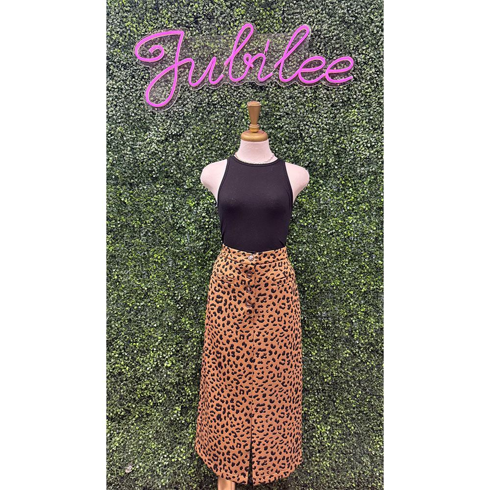 Vera Animal Print Button Skirt