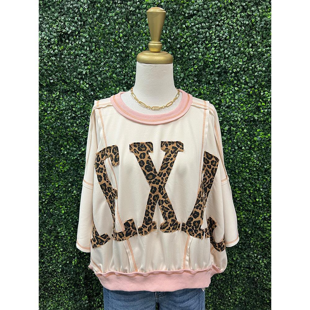 Kassidy Leopard Texas Patchwork Top