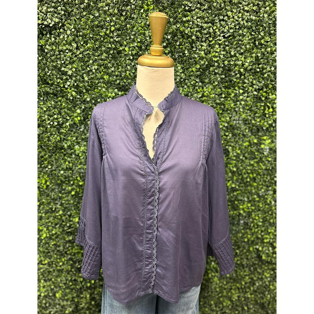 Lillyanna Navy Cotton Blouse