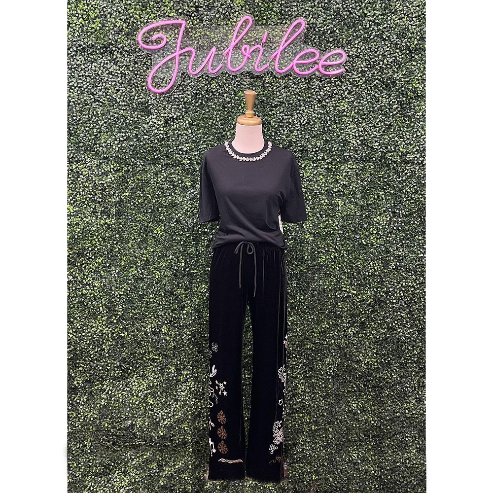 Jaylen Velvet Embroidered Pants