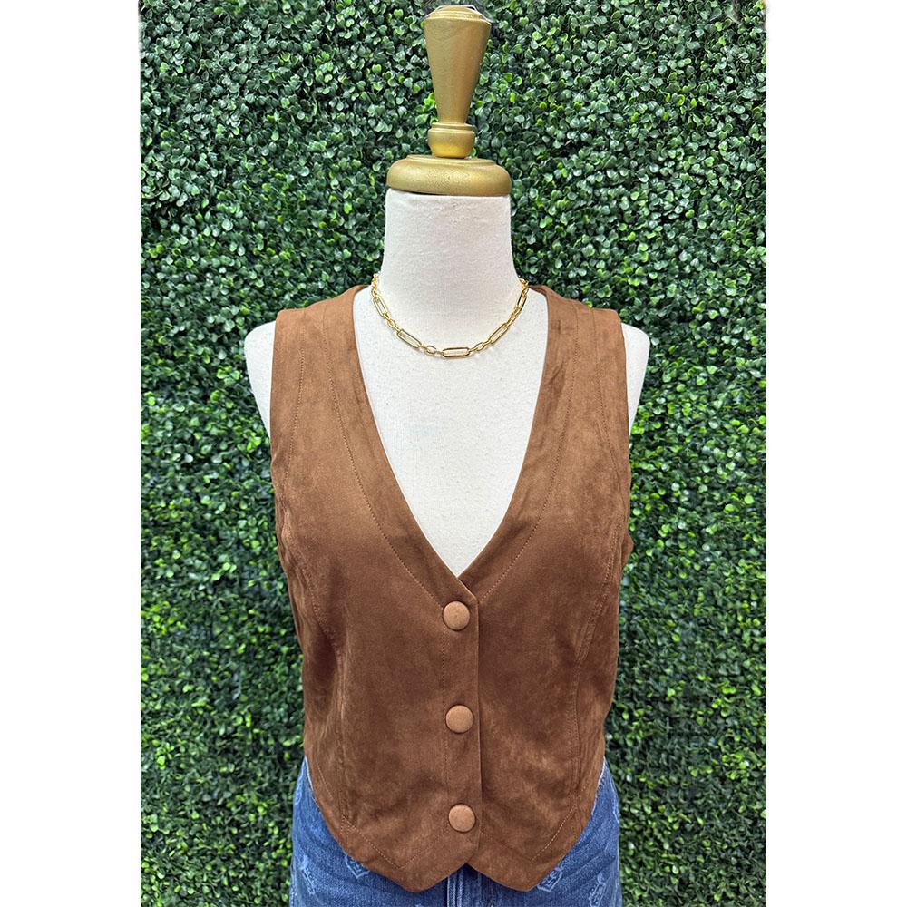 Drea Chocolate Faux Suede Vest