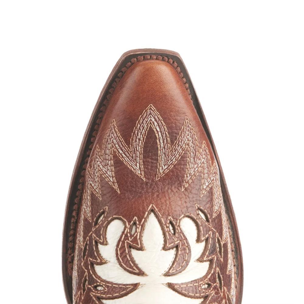 Pearl & Cognac Overlay Snip Toe Boots L6032