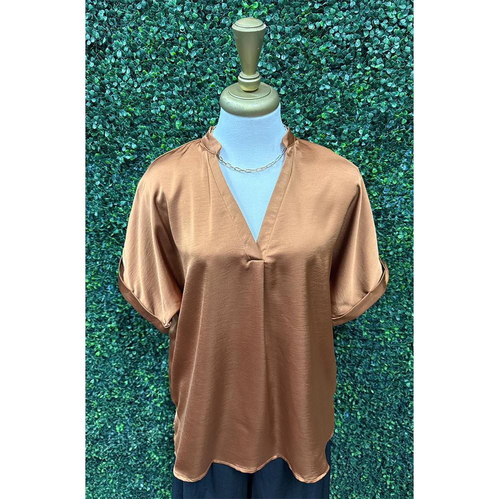 Rust Satin Cleo Blouse