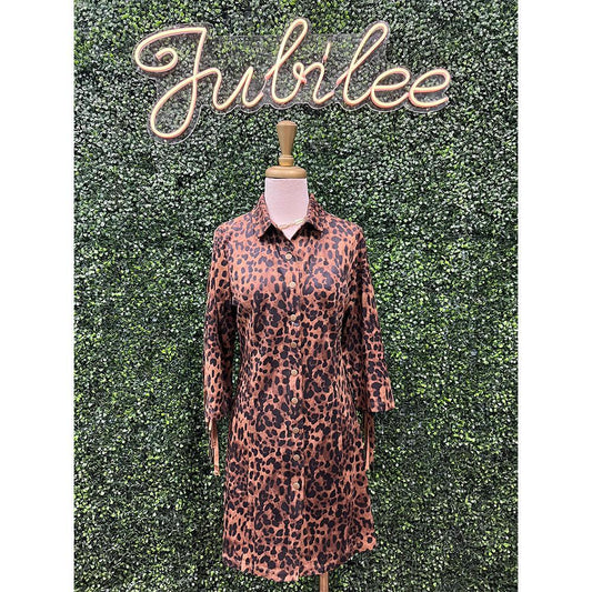 Fiona Leopard Fringe Faux Suede Dress