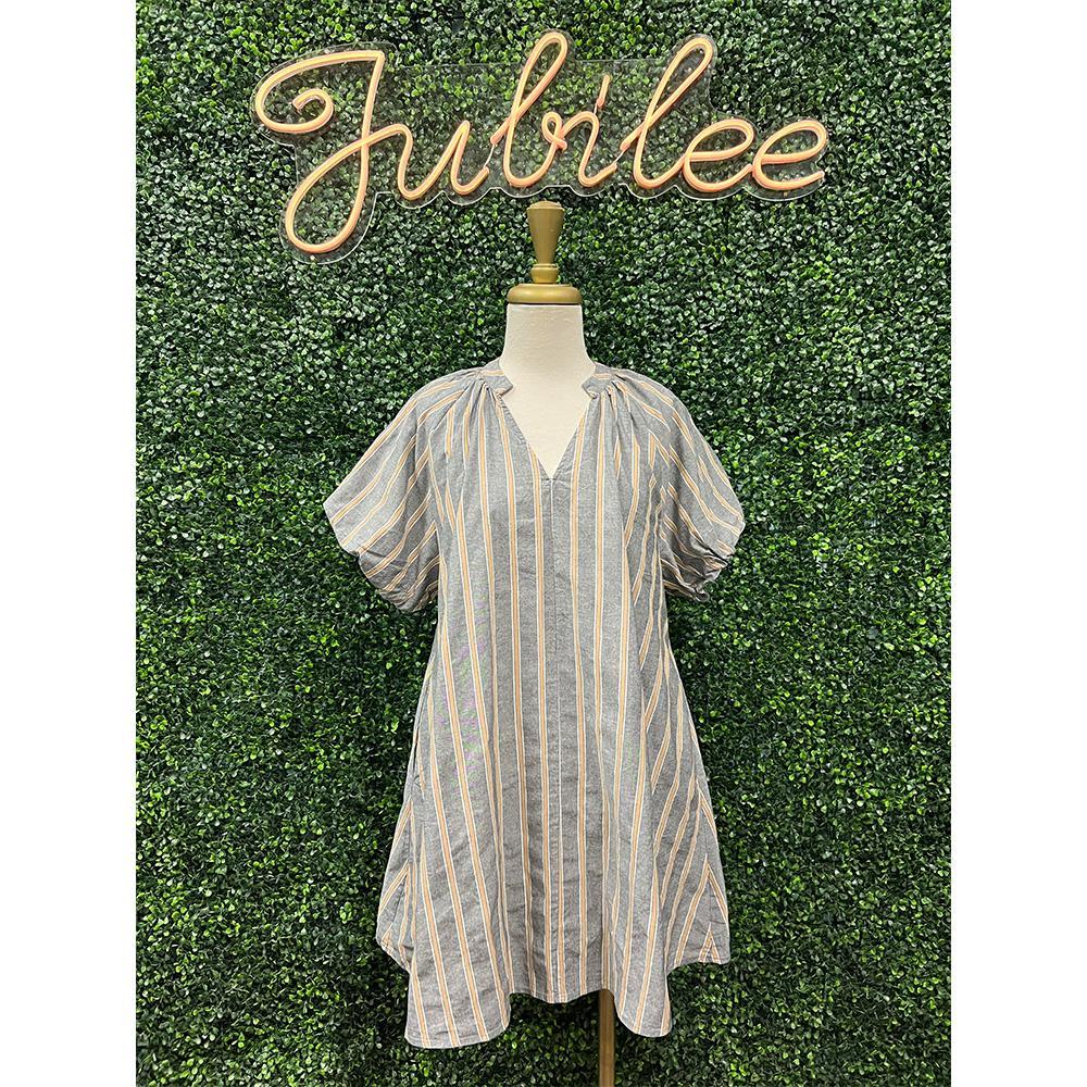 Ashlee V-Neck Striped Mini Dress