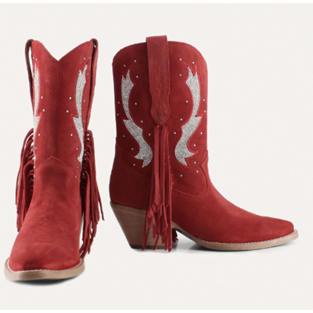Morgan Red Leather Boots