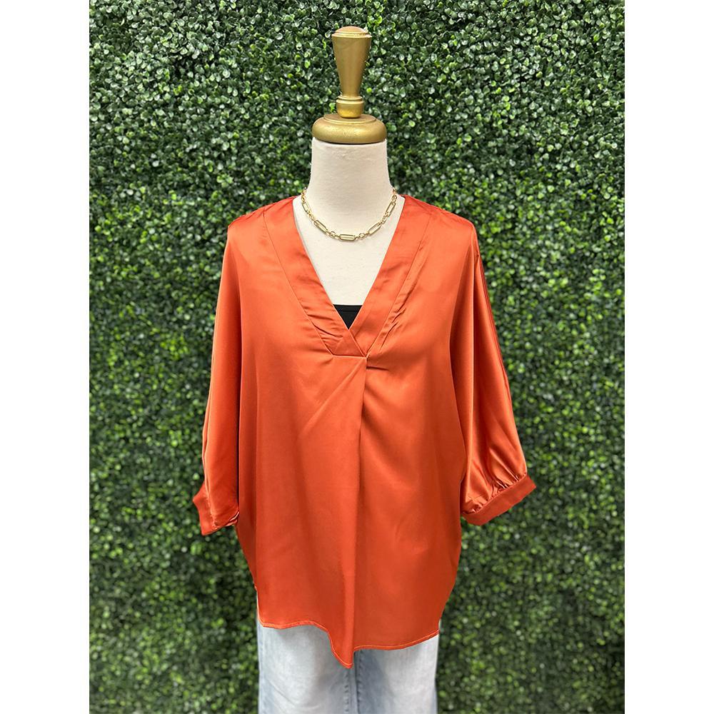Annabelle Rust V-Neck Blouse