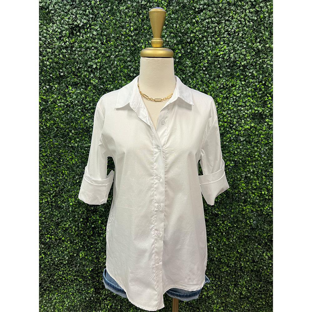 Leanna White Button Down Blouse