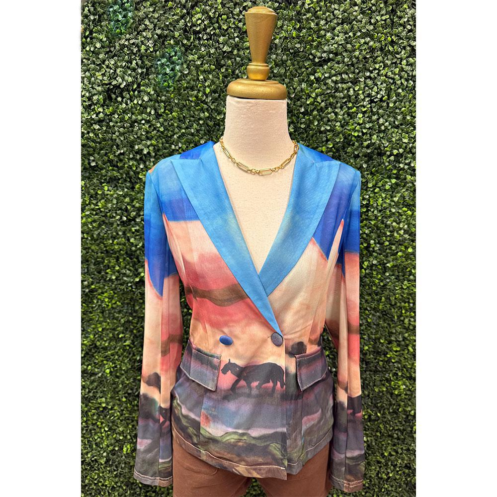 Annie Mesh Printed Blazer Jacket
