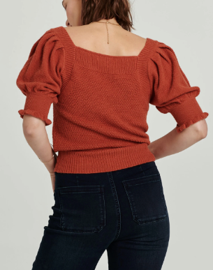 Eloise Brick Square Neck Sweater Top