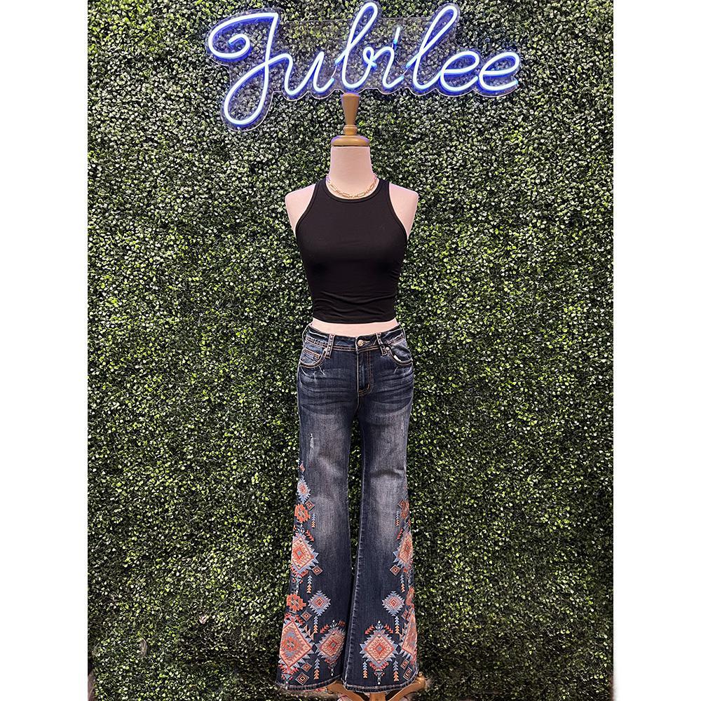 Vassa Aztec Flare Jeans