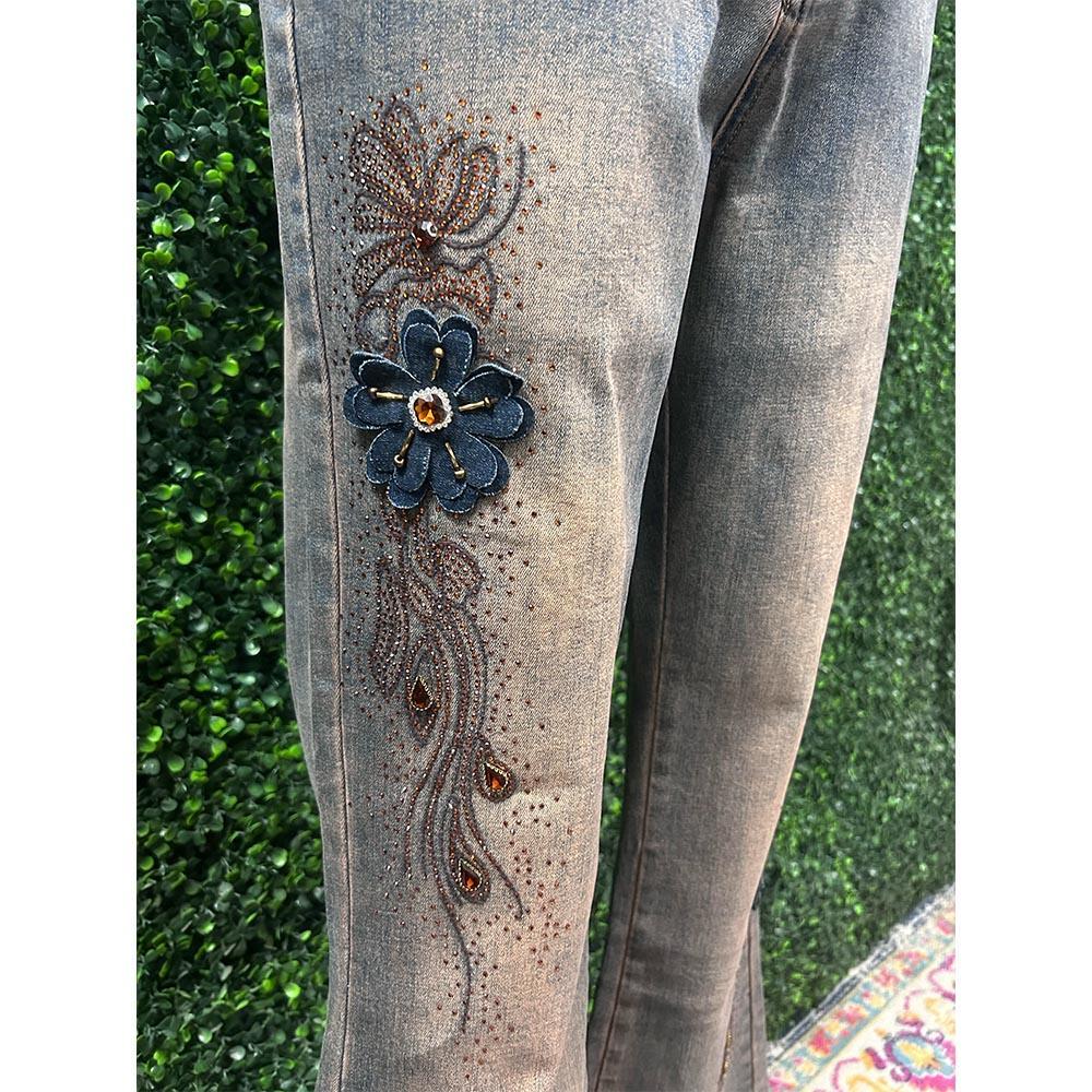 Bella Denim Rhinestone Pants