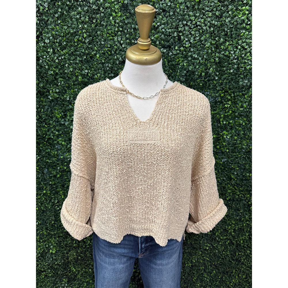 Beige Waffle Knit Top