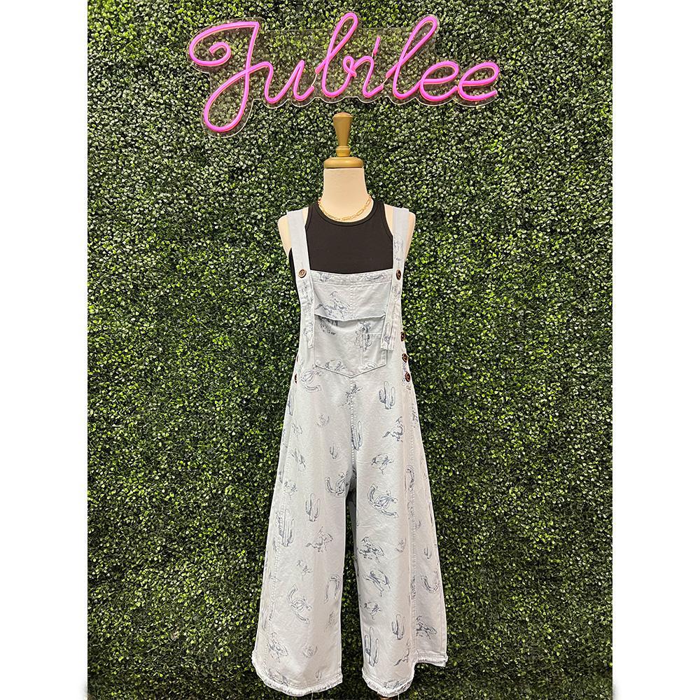 Dusty Blue Western Twill Overalls