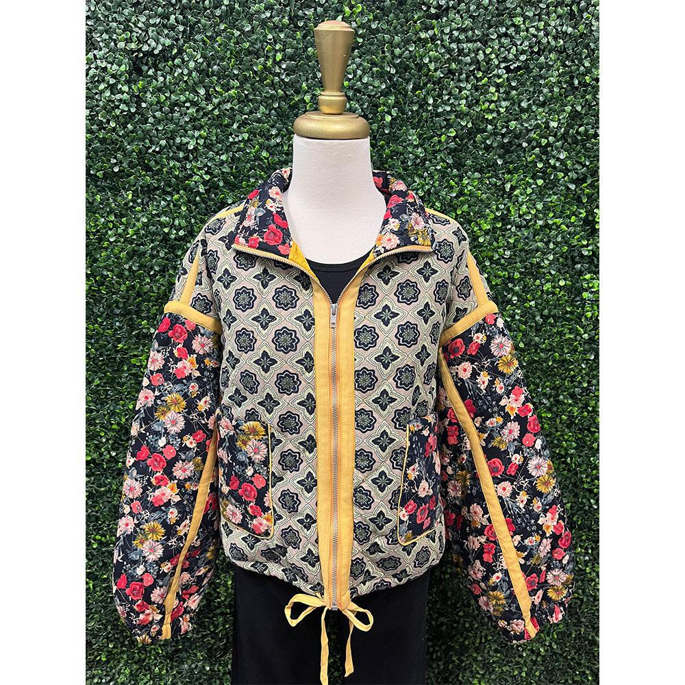 Marigold Garden Pattern Padded Jacket