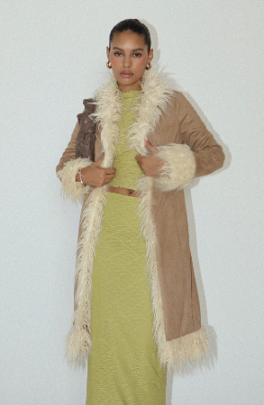 Mocha Shaggy Fur Trim Jacket – JUBILEE