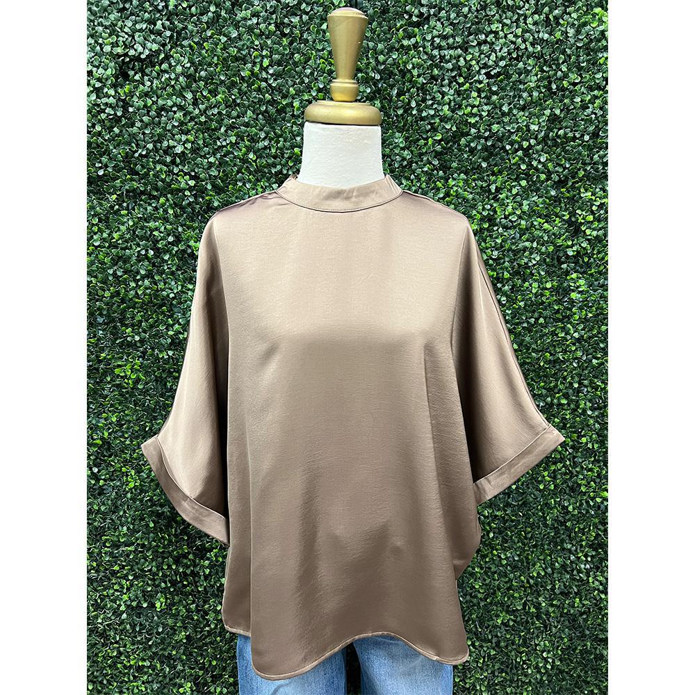 Zenna Mocha Mock Neck Oversized Top