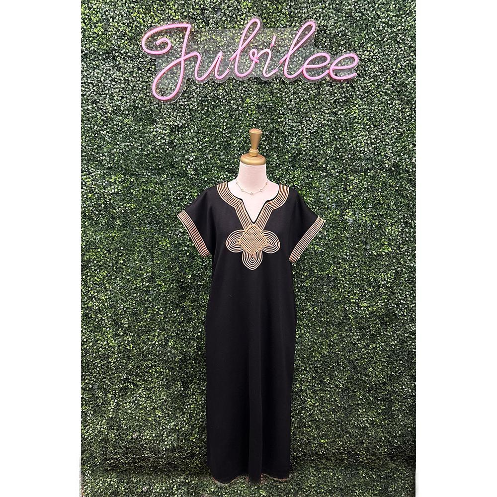 Tati Black & Gold Midi Dress