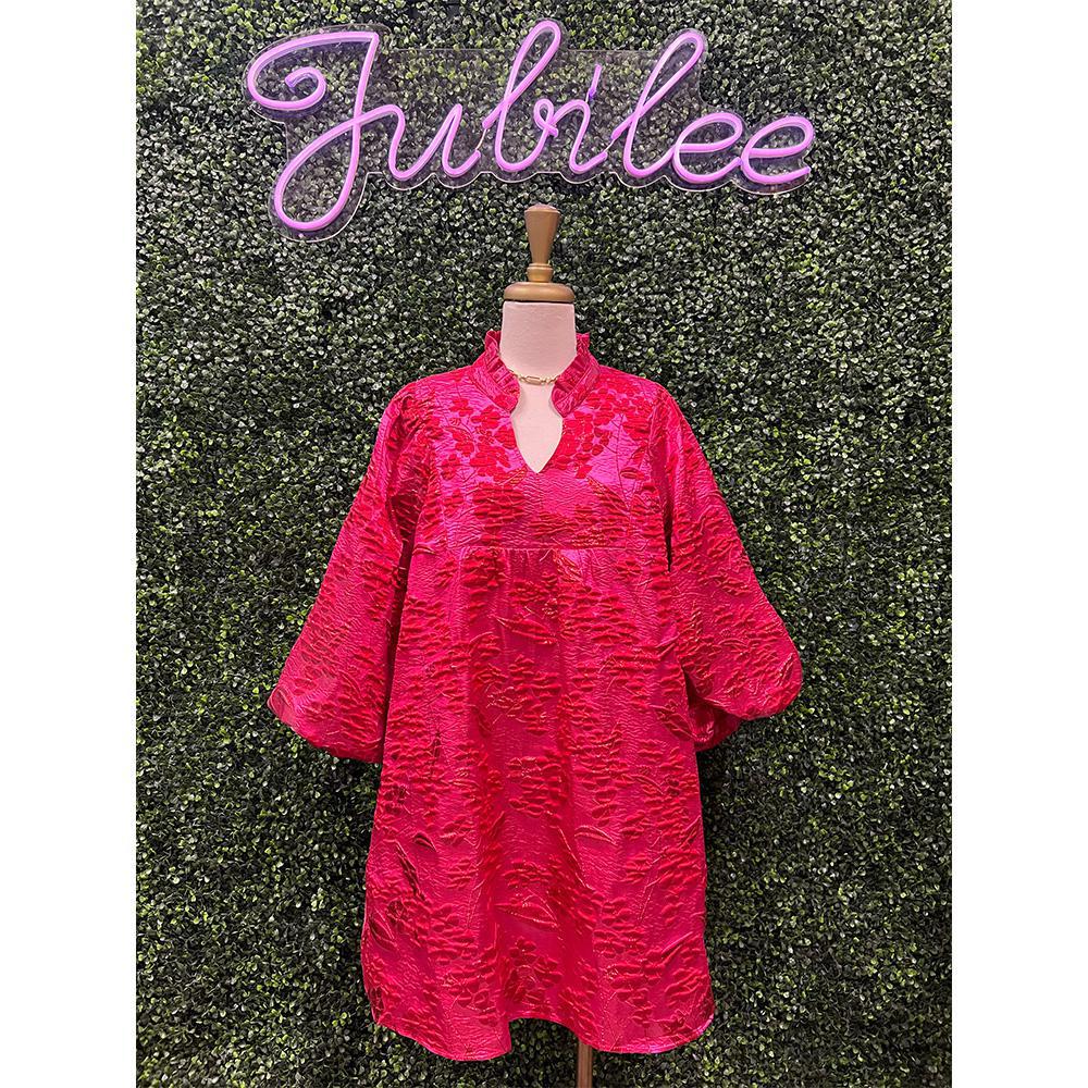 Jody Hot Pink Floral Jacquard Dress