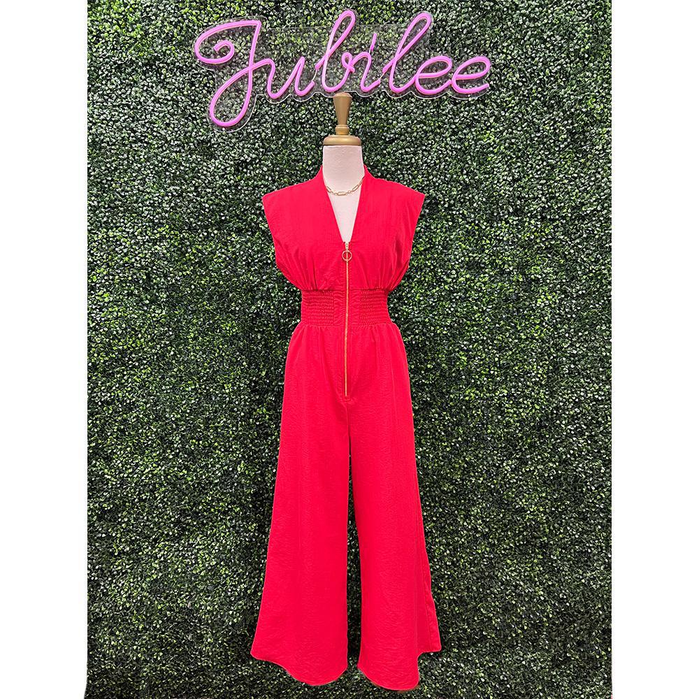 Raylee Red Wide Leg Jumpsuit