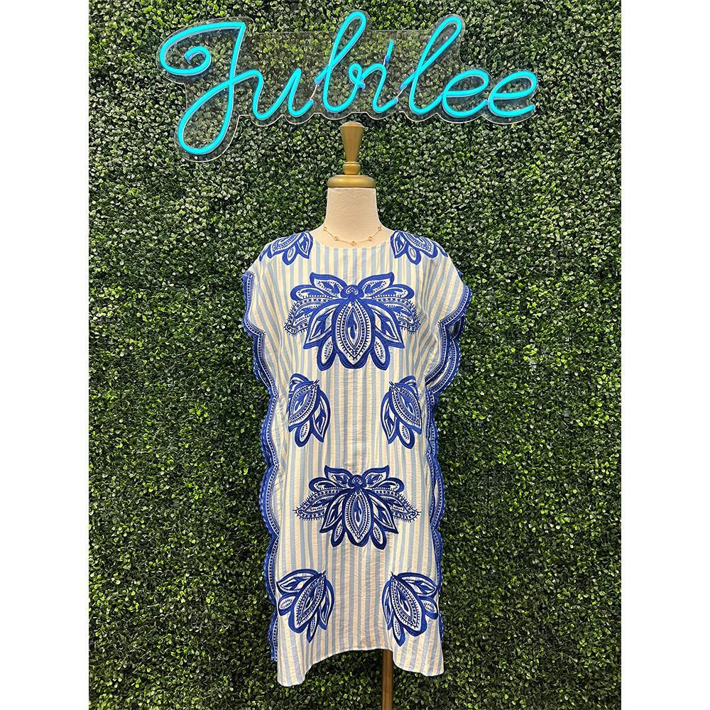Christina Light Blue Striped Dress