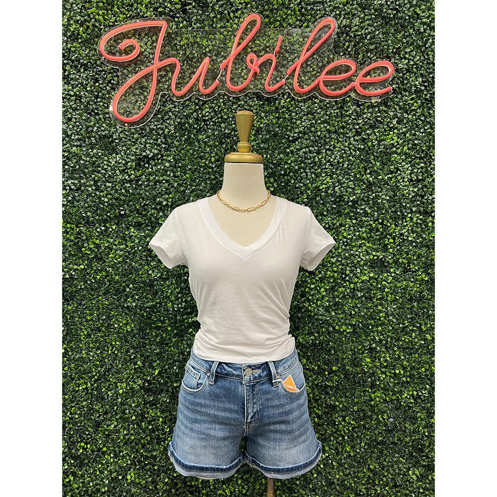 Maisie Mid Rise Turn Cuff Risen Shorts