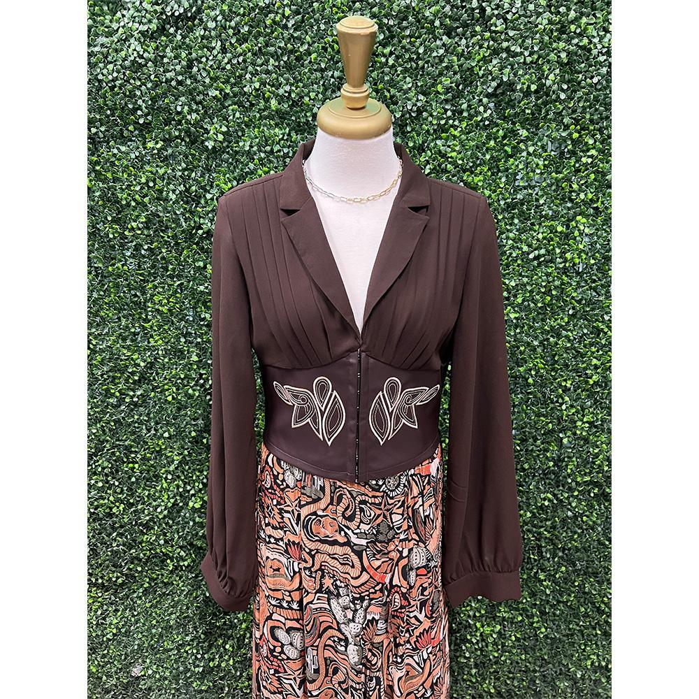 Ruth Faux Leather Panel Top