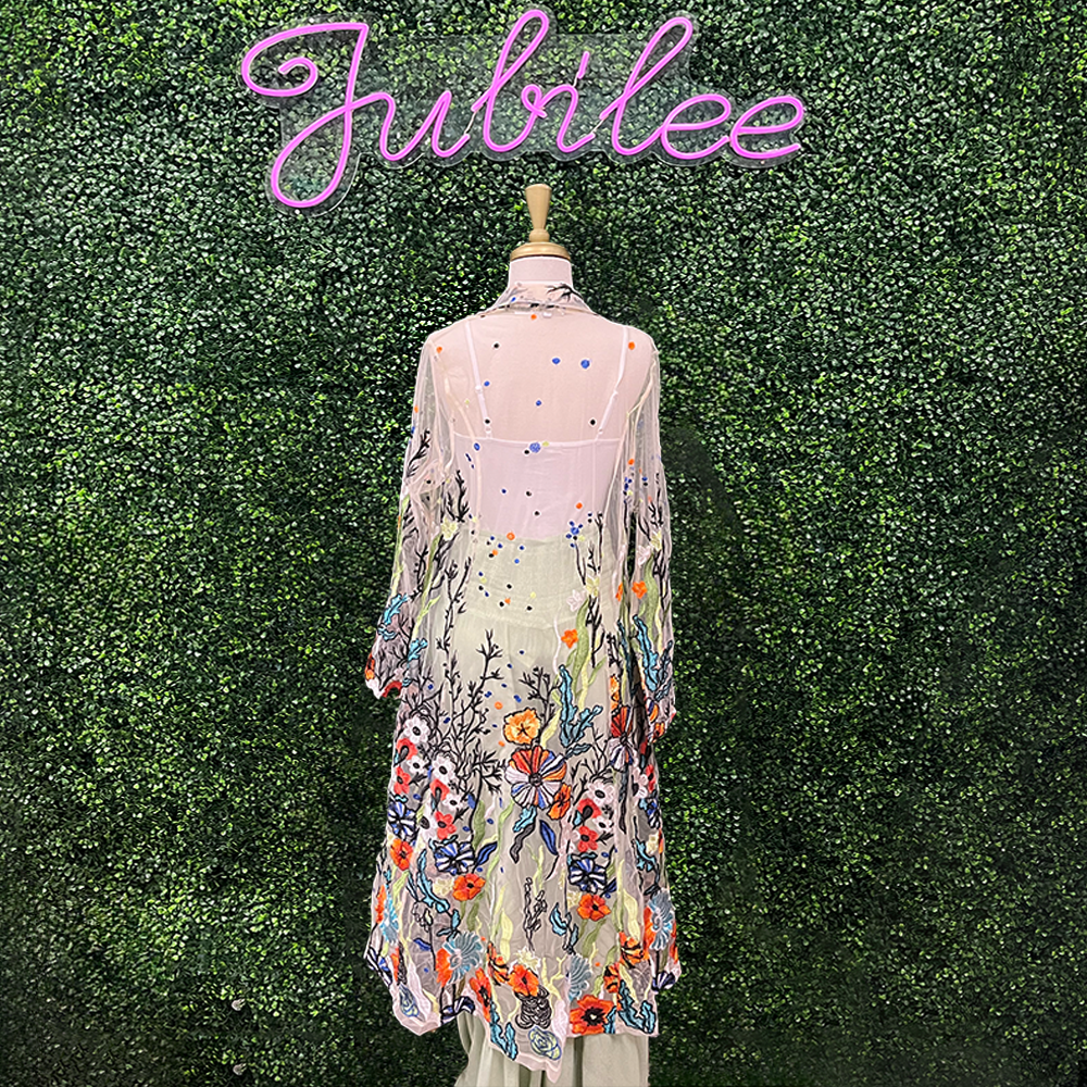Audrey Long Sheer Embroidered Duster