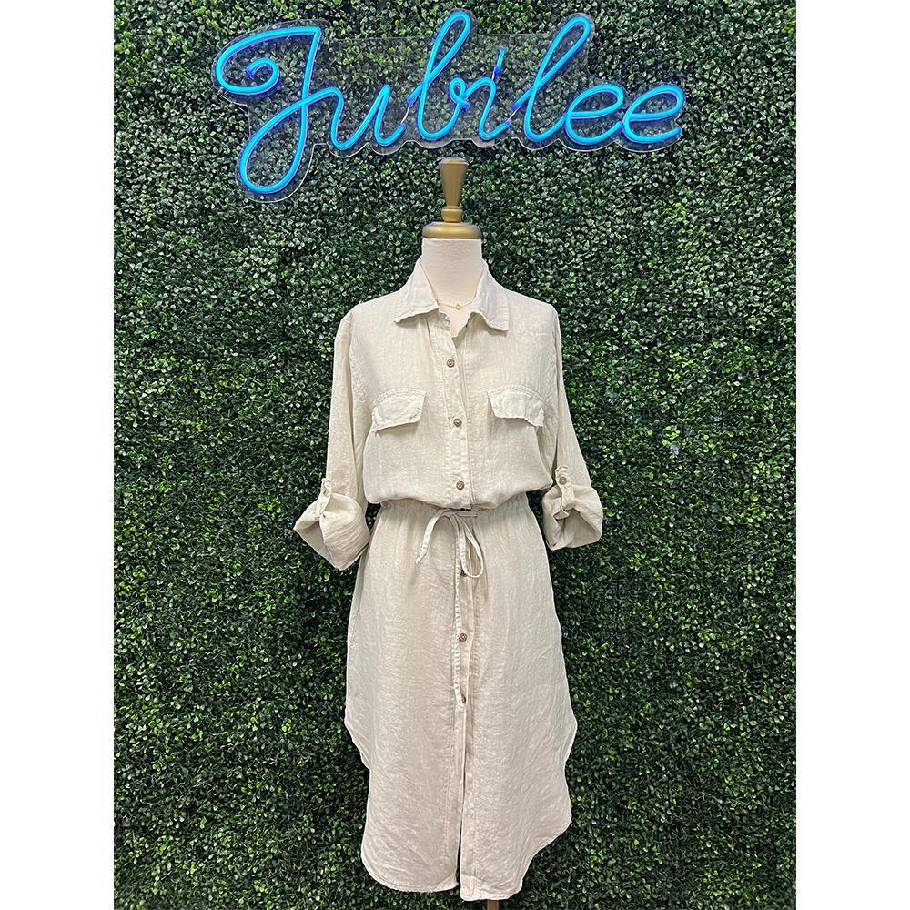Mortia Beige Linen Dress