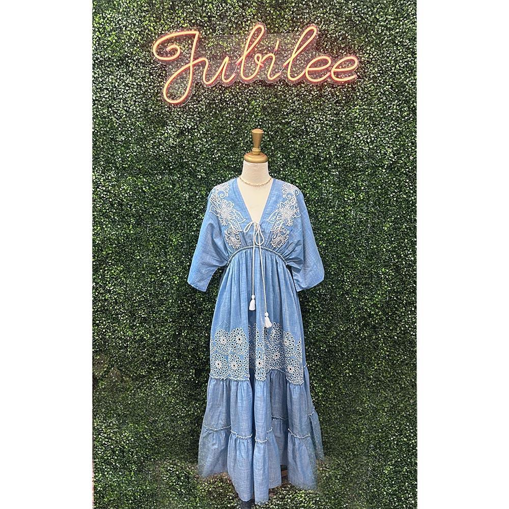 Desirae Long Kimono Boho Beaded Dress – JUBILEE