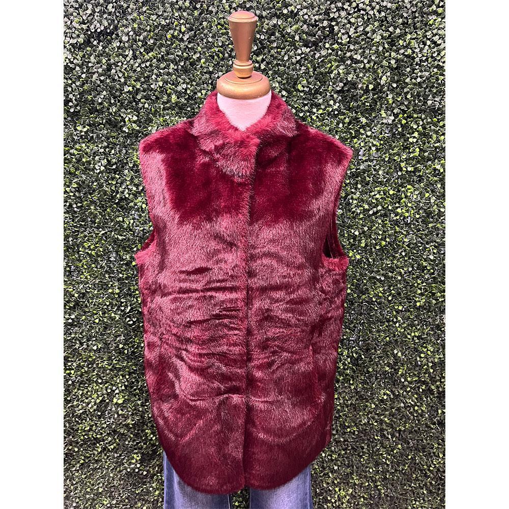 Burgundy Faux Fur Vest