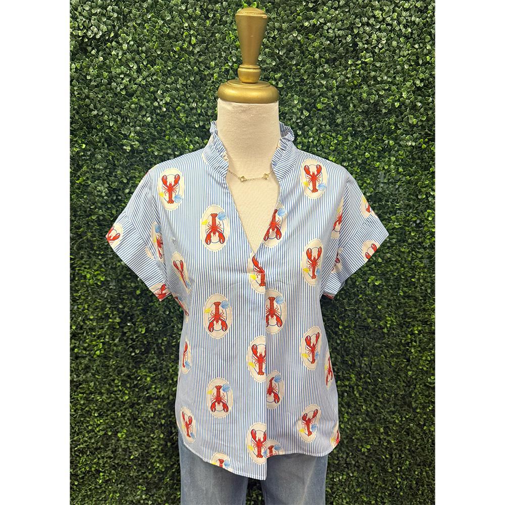 Kylee Lobster Striped Short Sleeve Top