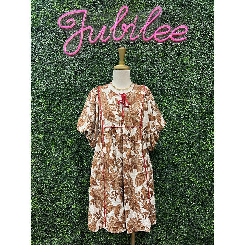 Vianna Brown Floral Babydoll Dress