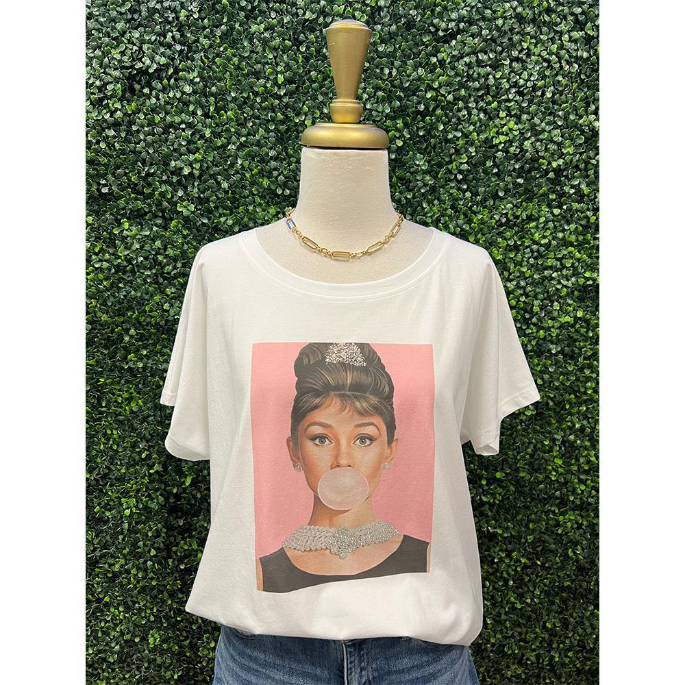 Pink Audrey Hepburn Graphic Tee