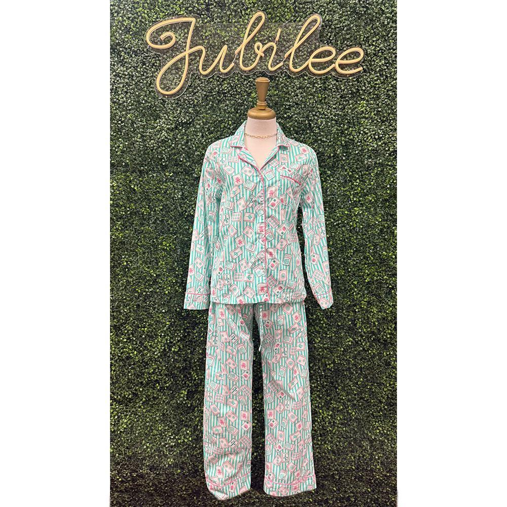 Mahjong Stripe Long Sleeve Pajama Set