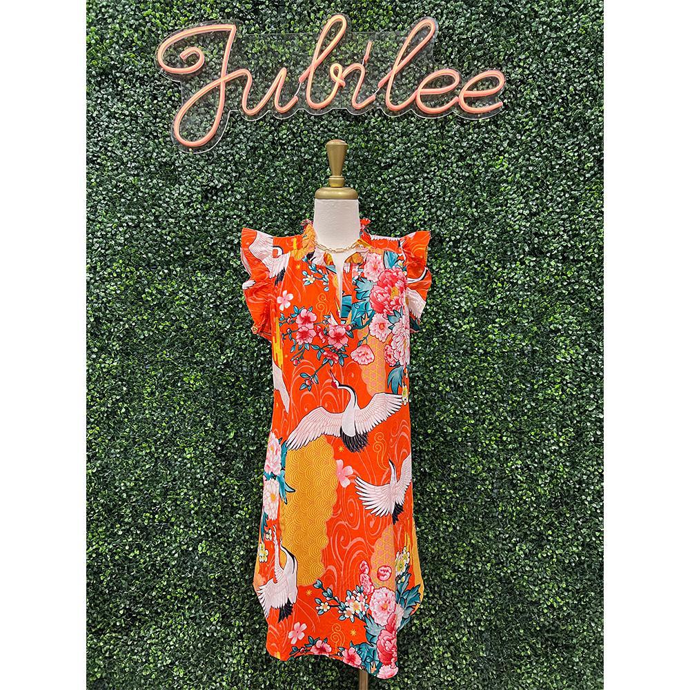 Cynthia Crane Floral Ruffle Dress