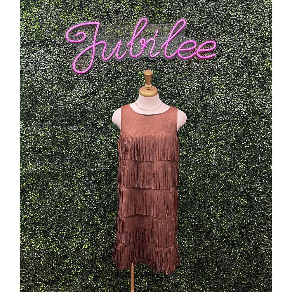 Lexi Dark Brown Fringe Dress
