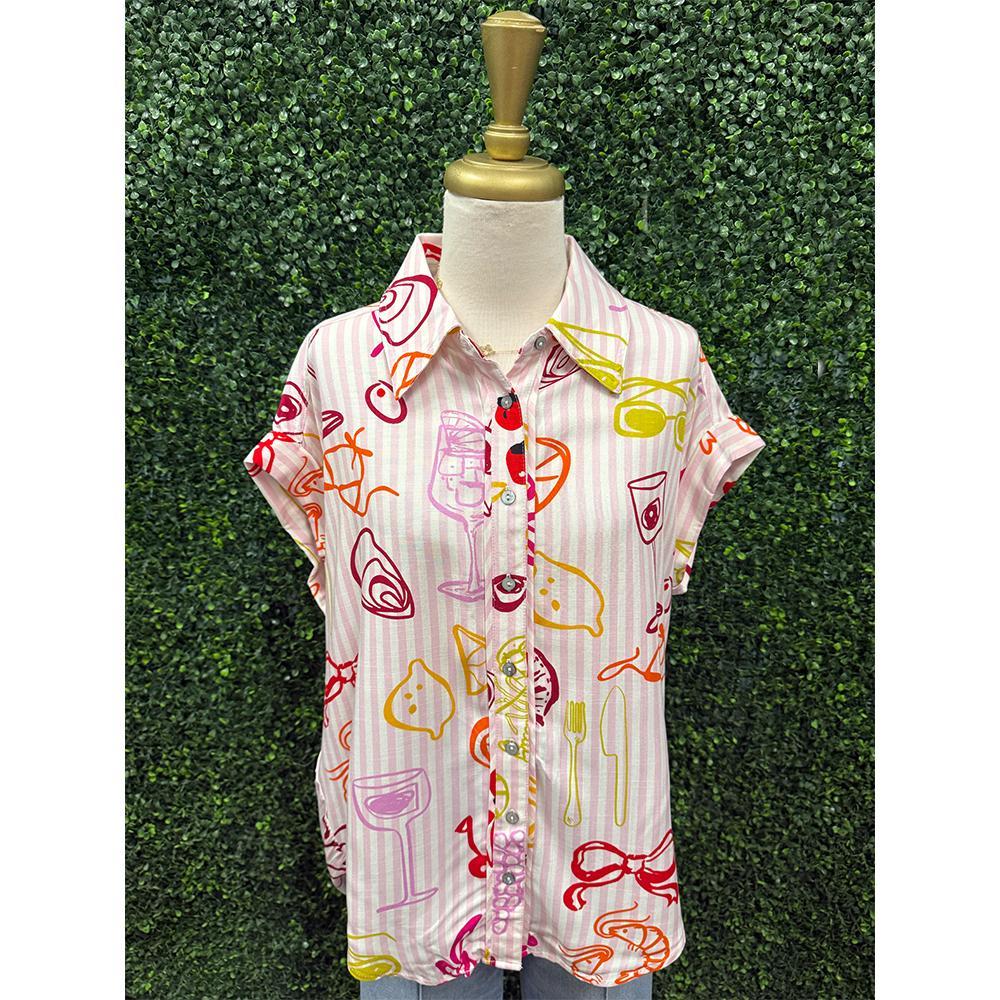 Megan Pink Print Top