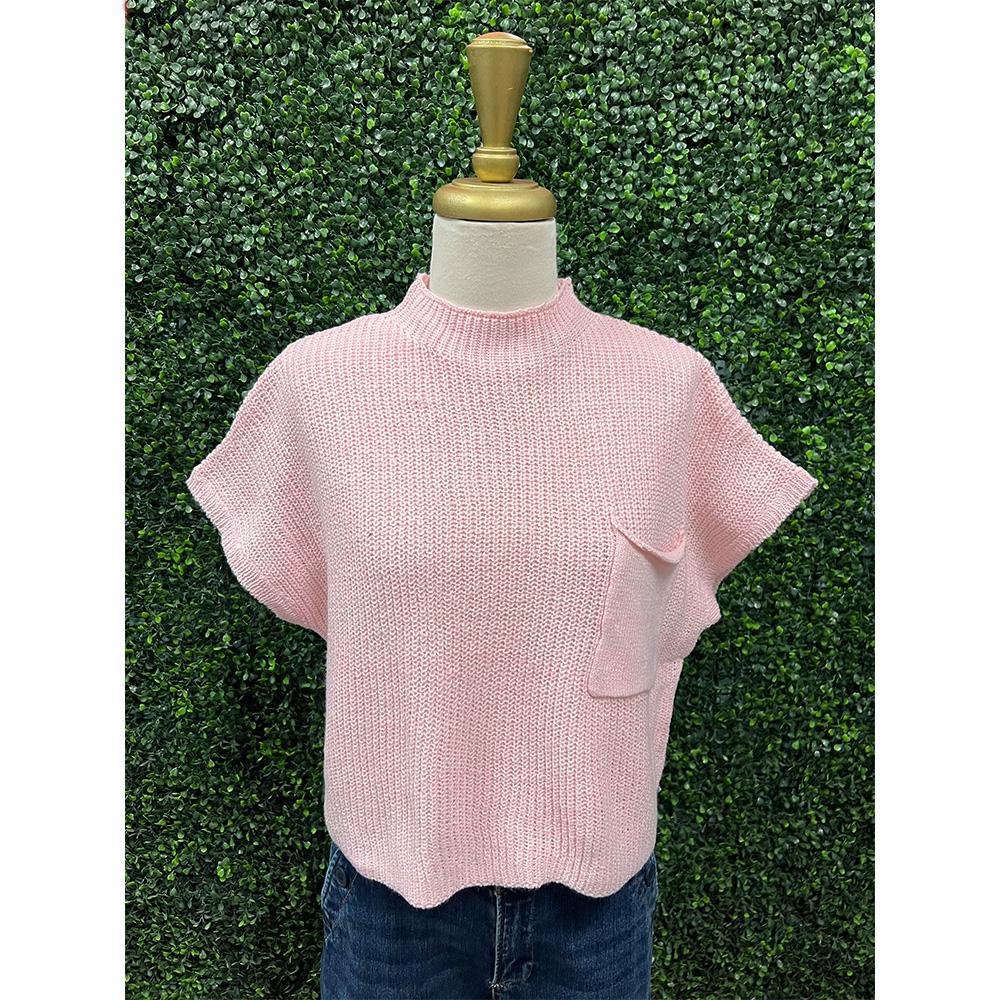 Penny Light Pink Drop Shoulder Rib-knit Sweater Top