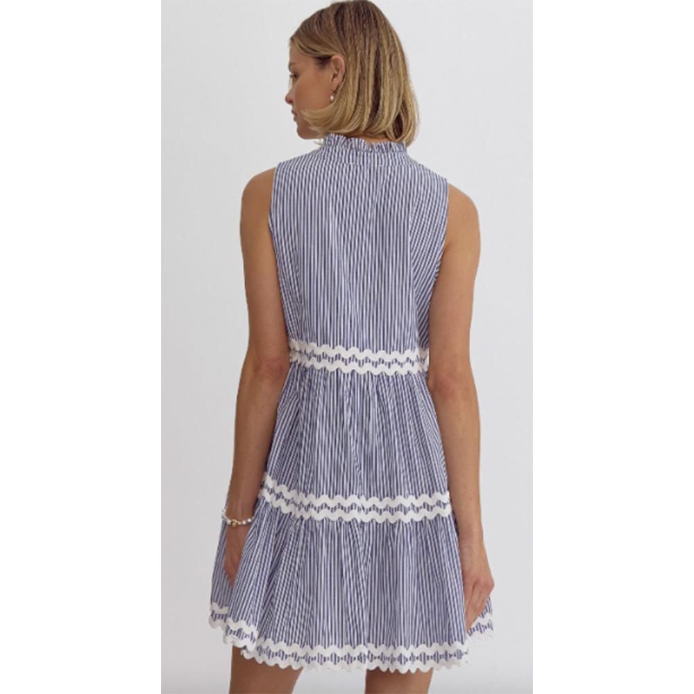 Striped Sleeveless V-Neck Mini Dress