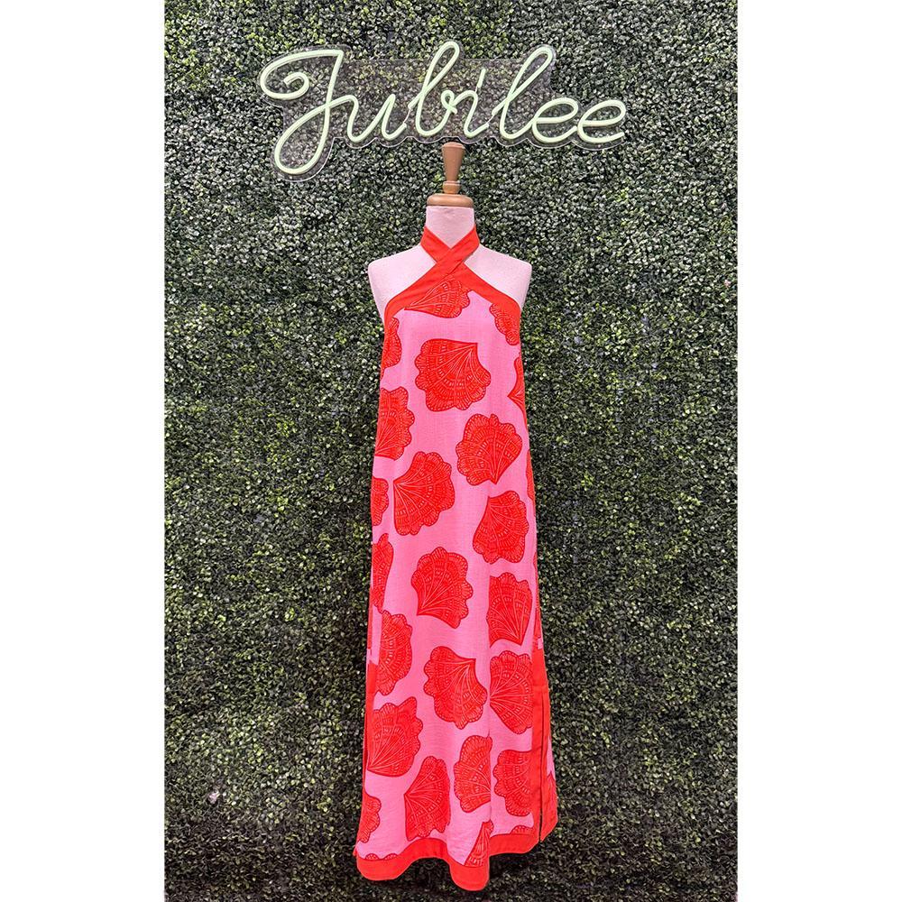 Myra Shell Print Halter Neck Maxi Dress
