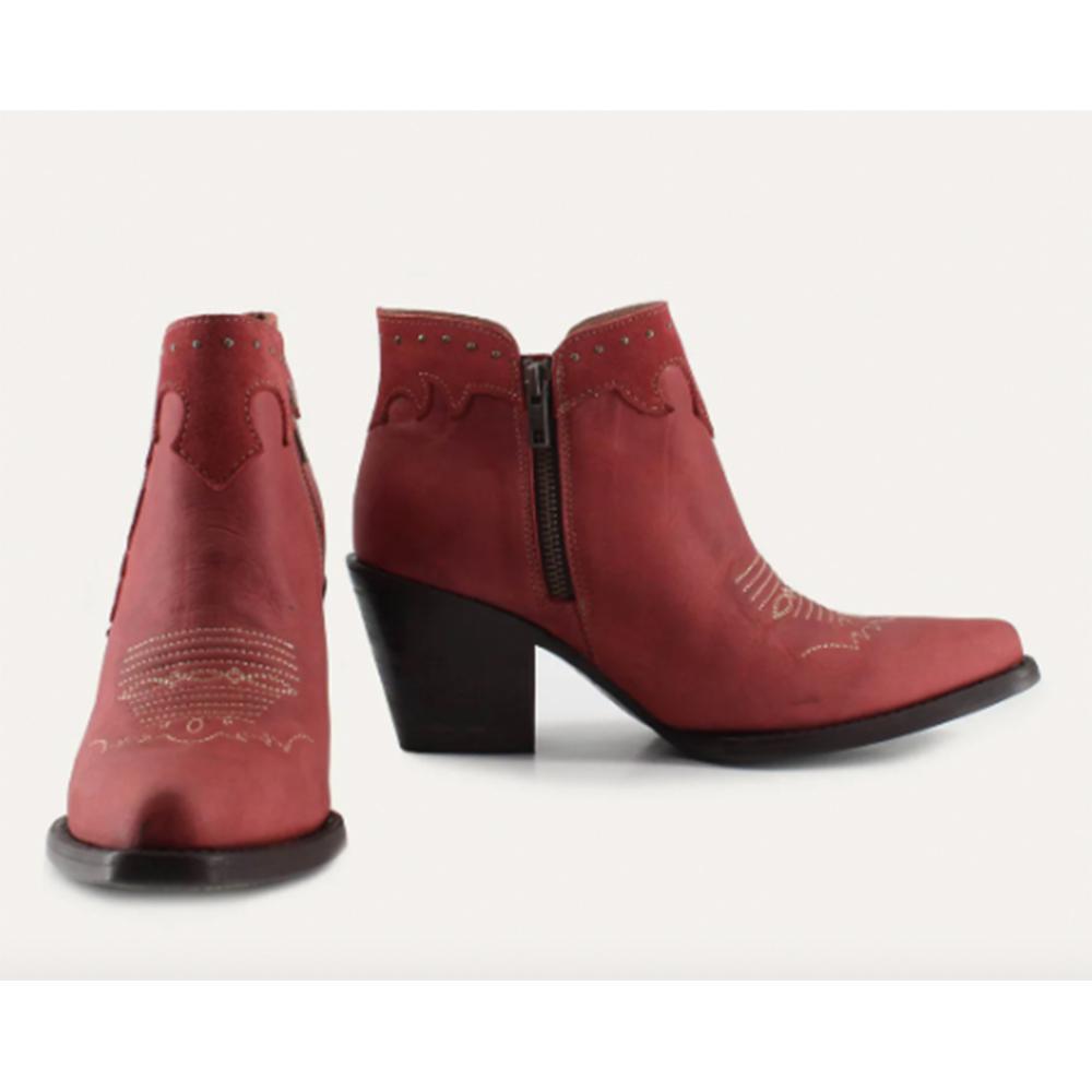 Kayla Red Leather Boots