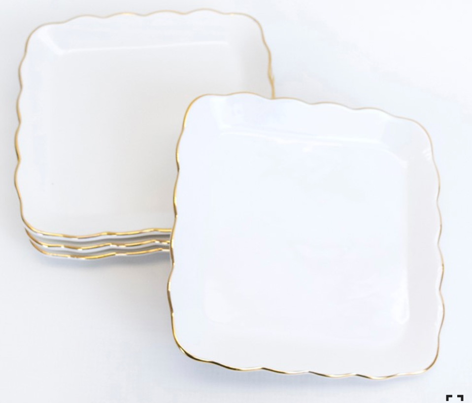 Gold Rim Appetizer Plate Set