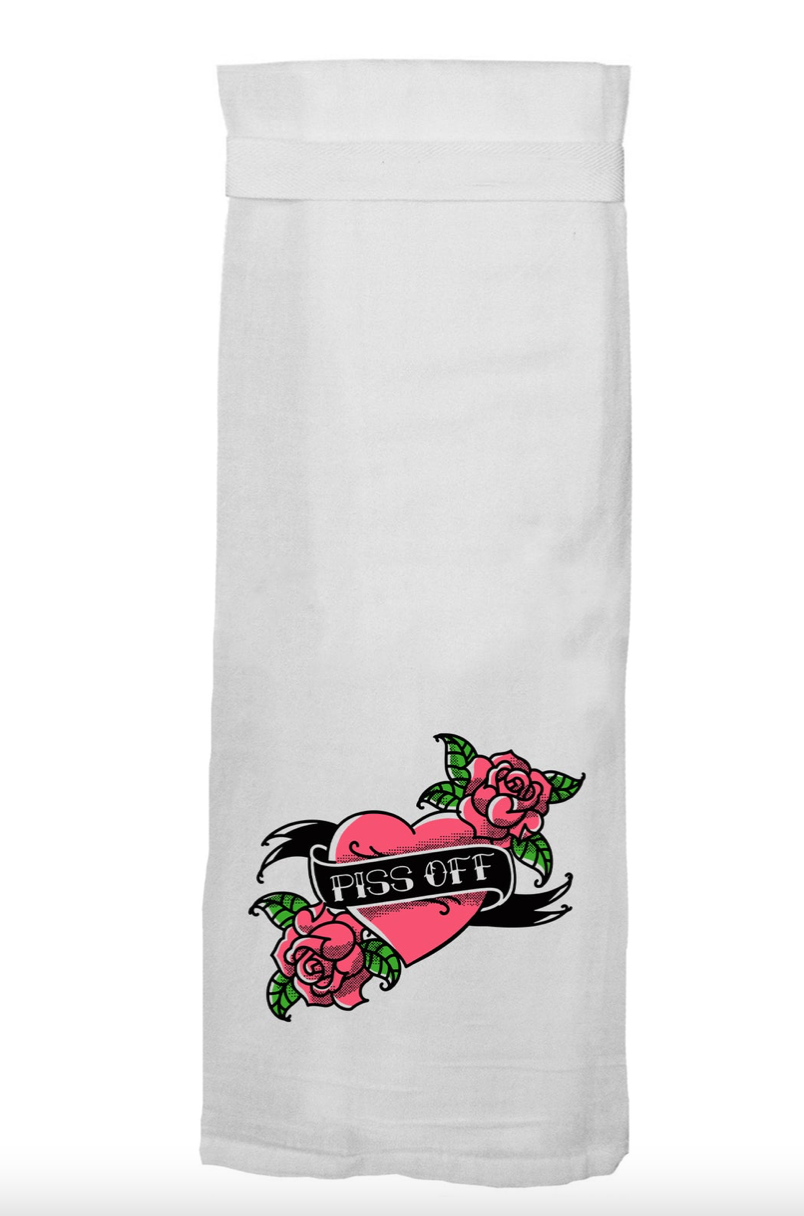 Piss Off Tattoo Heart Dish Towel