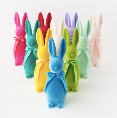 Flocked Button Nose Bunny
