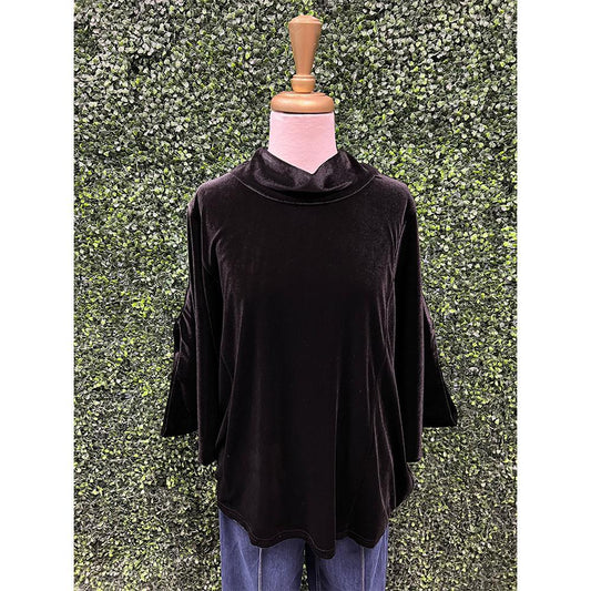 Laysha Black Velvet Mock Neck Top