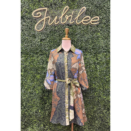 Suzette Green Multi Floral Short Dress