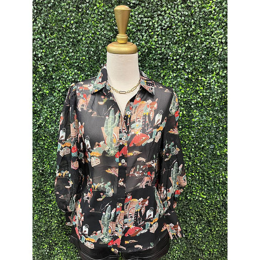 Black Wagon Collage Blouse